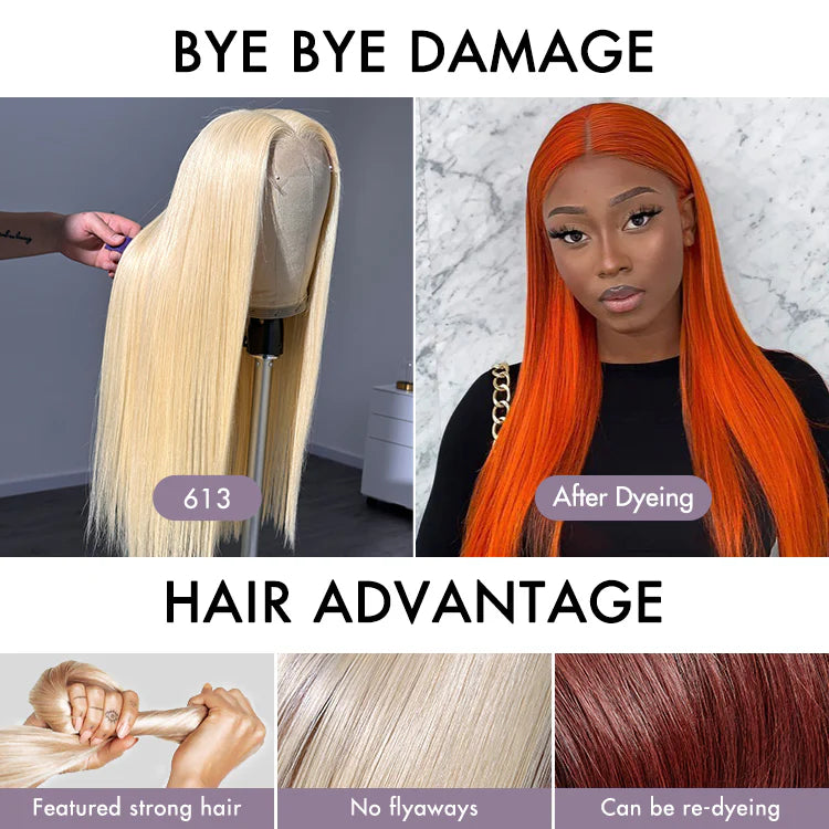 613 Blonde 13x4 Lace Frontal Straight Wig Pre Plucked Brazilian Human Hair