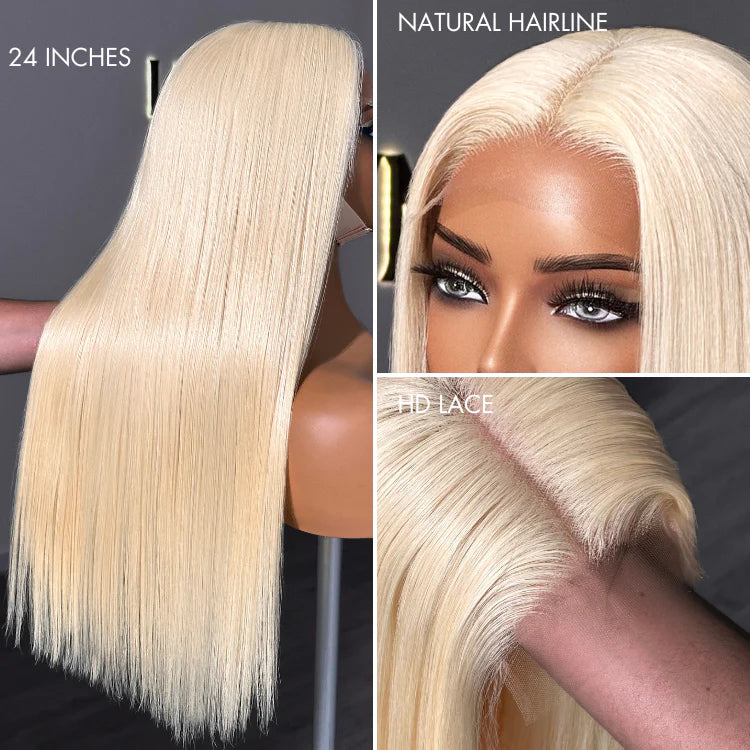 613 Blonde 13x4 Lace Frontal Straight Wig Pre Plucked Brazilian Human Hair