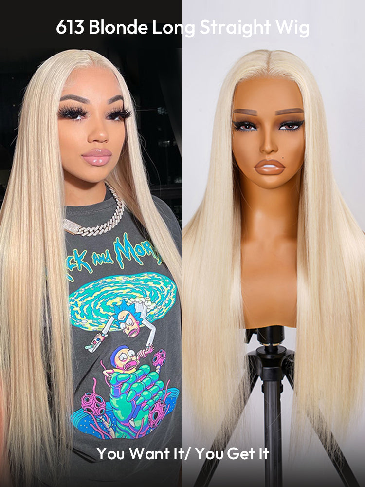 613 Blonde 13x4 Lace Frontal Straight Wig Pre Plucked Brazilian Human Hair