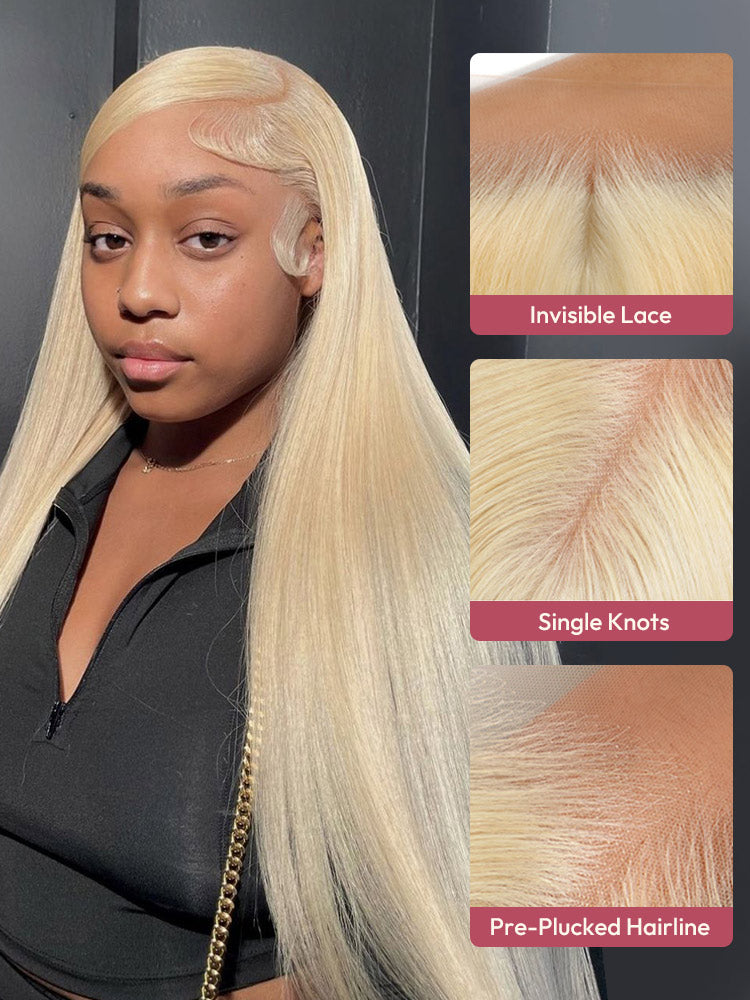 613 Blonde 13x4 Lace Frontal Straight Wig Pre Plucked Brazilian Human Hair