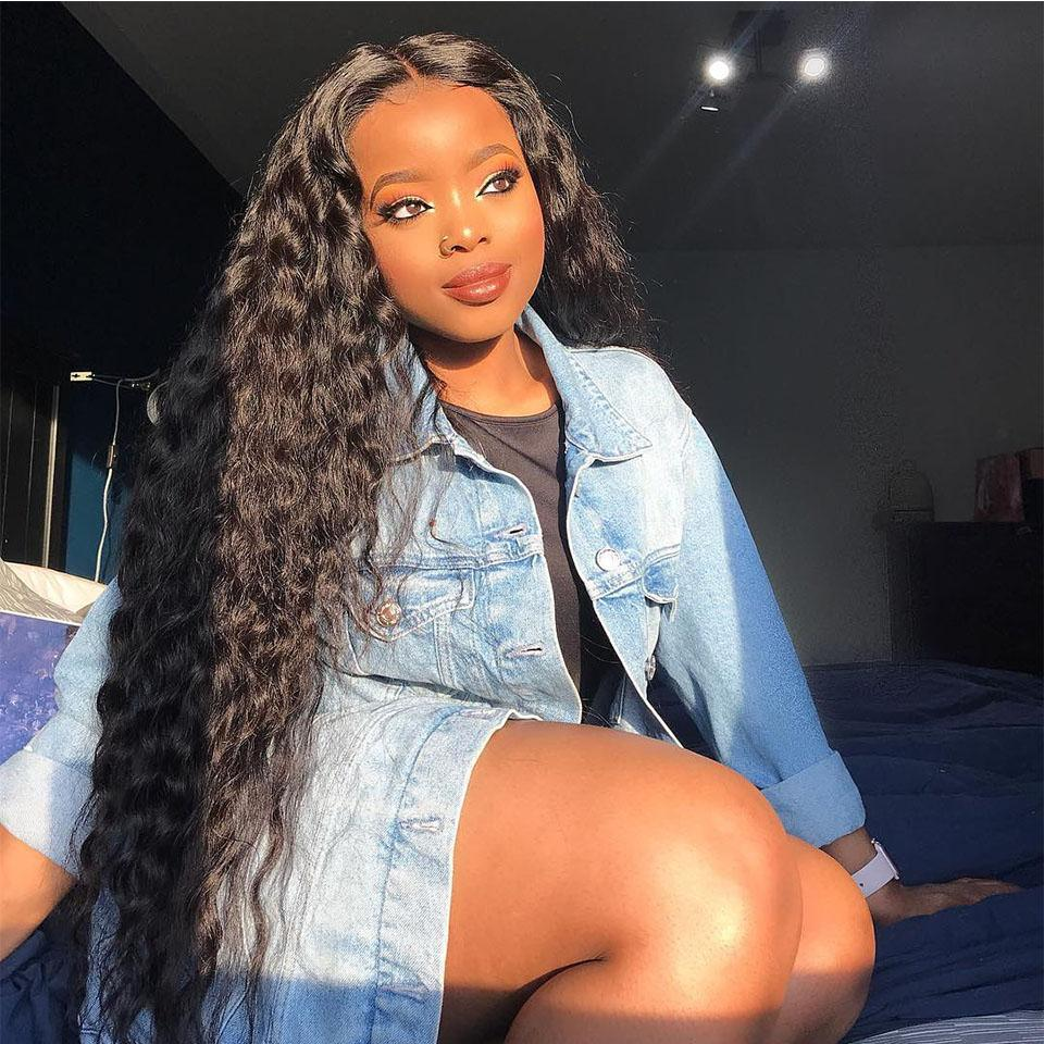 Glueless Deep Wave 4x4 Lace Closure Wig Pre Plucked Human Hair