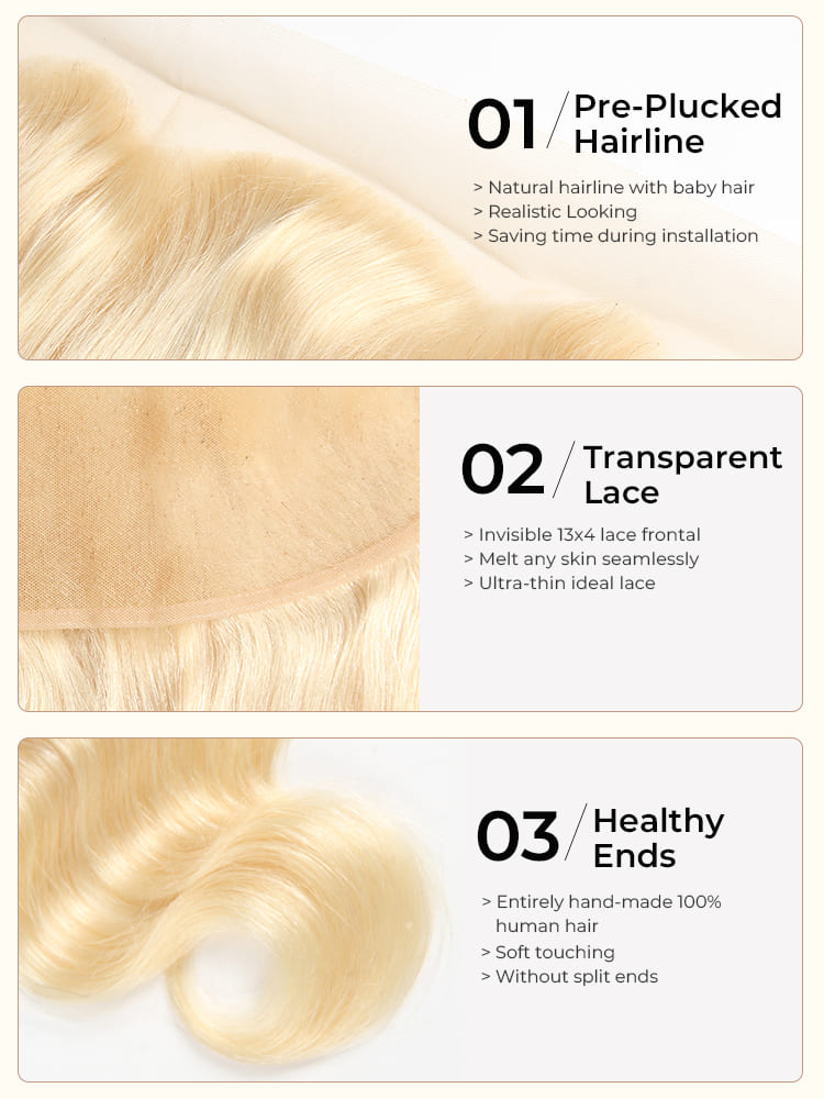 613 Blonde 13x4 Lace Frontal Body Wave Wig Pre Plucked Brazilian Human Hair