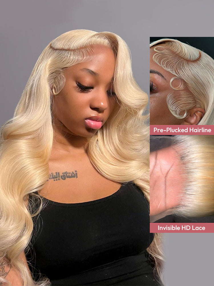 613 Blonde 13x4 Lace Frontal Body Wave Wig Pre Plucked Brazilian Human Hair