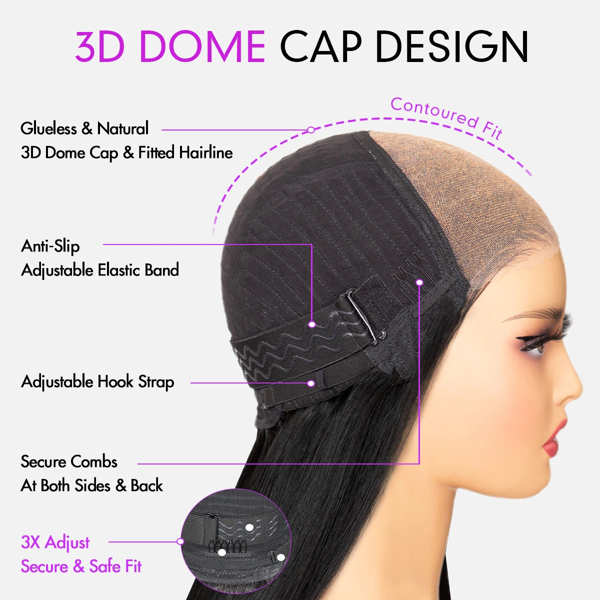Glueless Ready To Go Pre-Bleached Brazilain Human Hair Straight Wig
