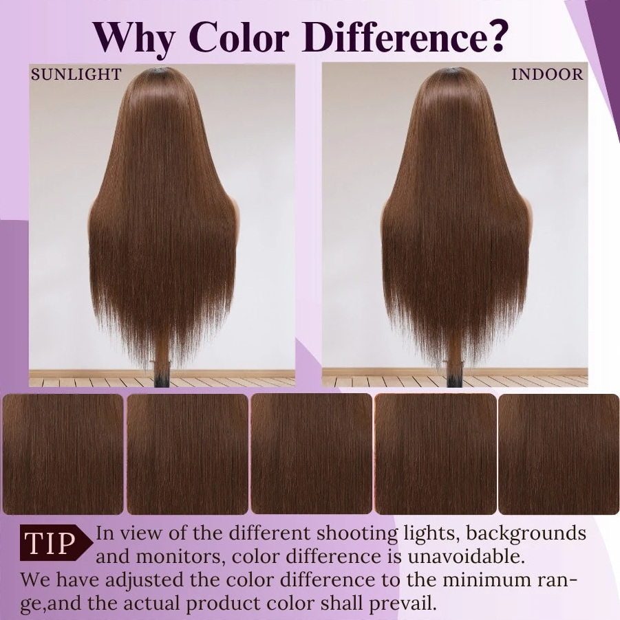 Chocolate Brown Color 13x4 Frontal Glueless Wig Pre Plucked Straight Human Hair