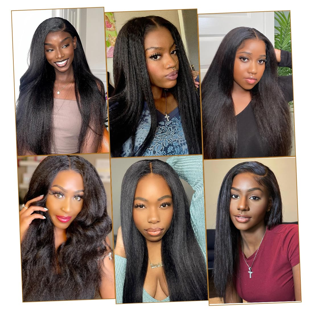 Kinky Straight 13x4 Full Frontal Glueless Wig Pre Plucked 100% Human Hair