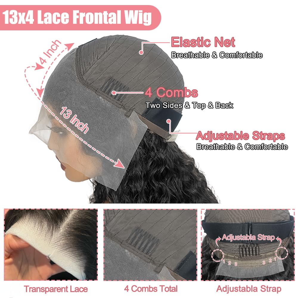 Wet and Wavy 13x4 Lace Frontal Wig Water Wave Glueless 5x5 Wig Virgin Human Hair