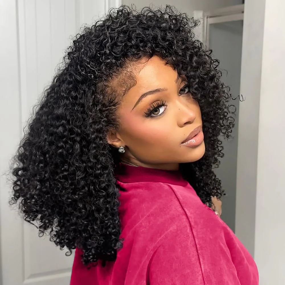 Glueless Short Curly Bob 13x4 Full Frontal Pre Plucked Wig Human Hair
