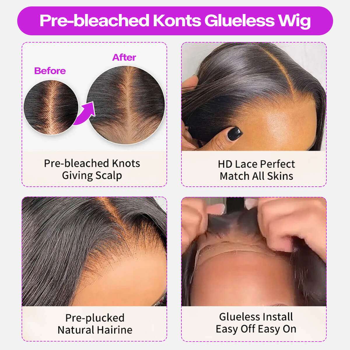 Glueless Ready To Go Pre-Bleached Brazilain Human Hair Straight Wig