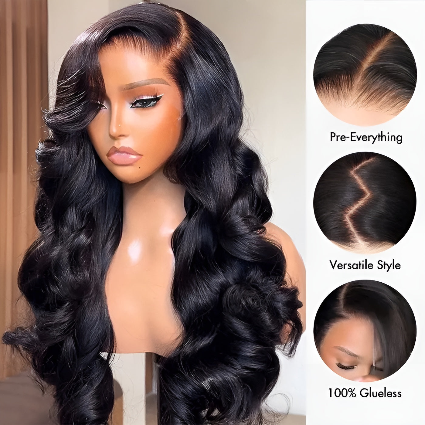 Glueless Ready To Go Pre-Bleached 100% Human Hair Body Wave Wig