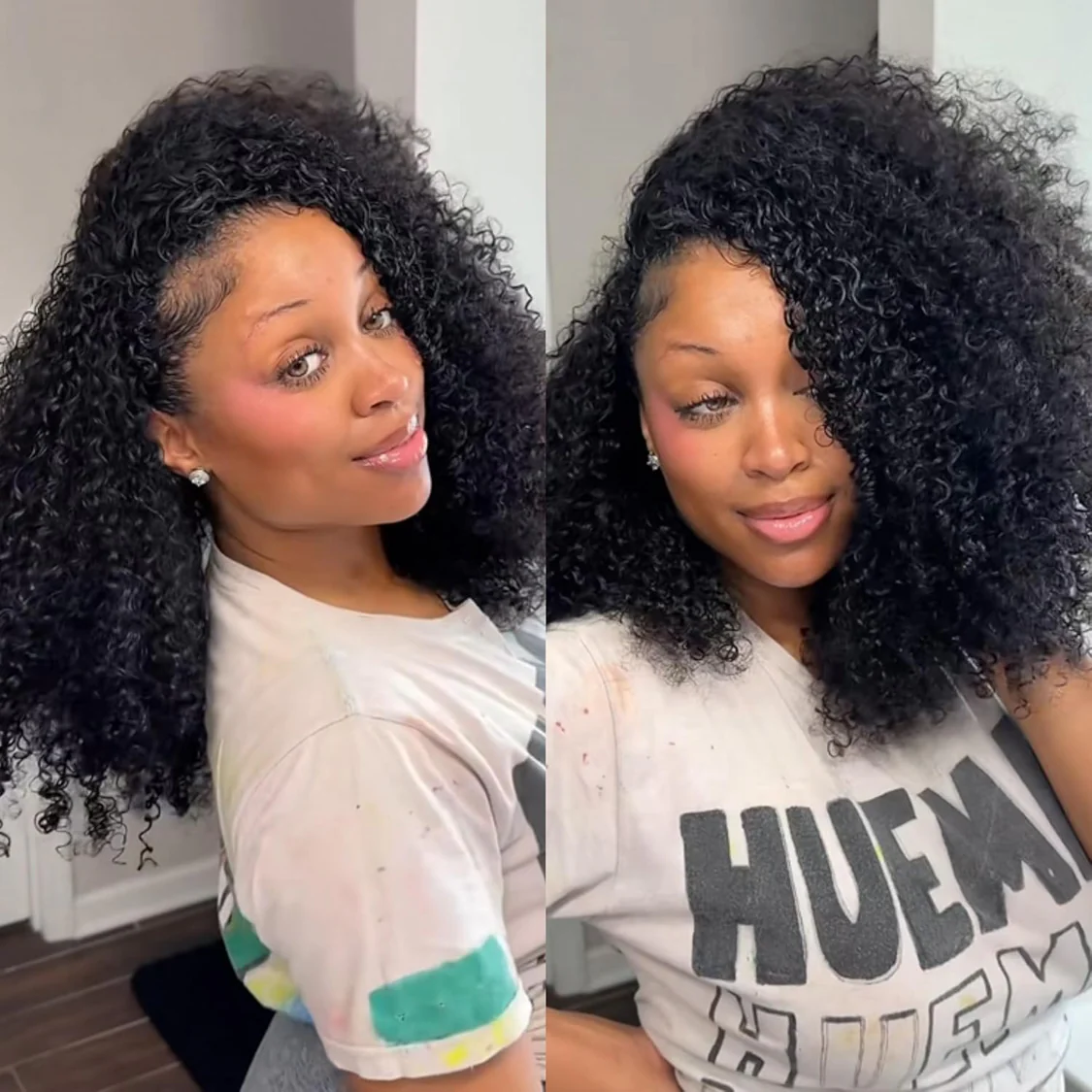 Glueless Short Curly Bob 13x4 Full Frontal Pre Plucked Wig Human Hair