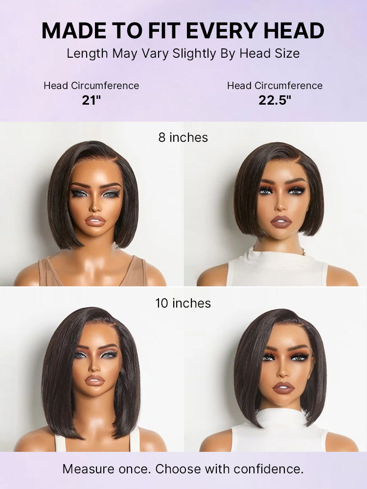 Eight-inch and ten-inch Softlife Bob Wig length comparison