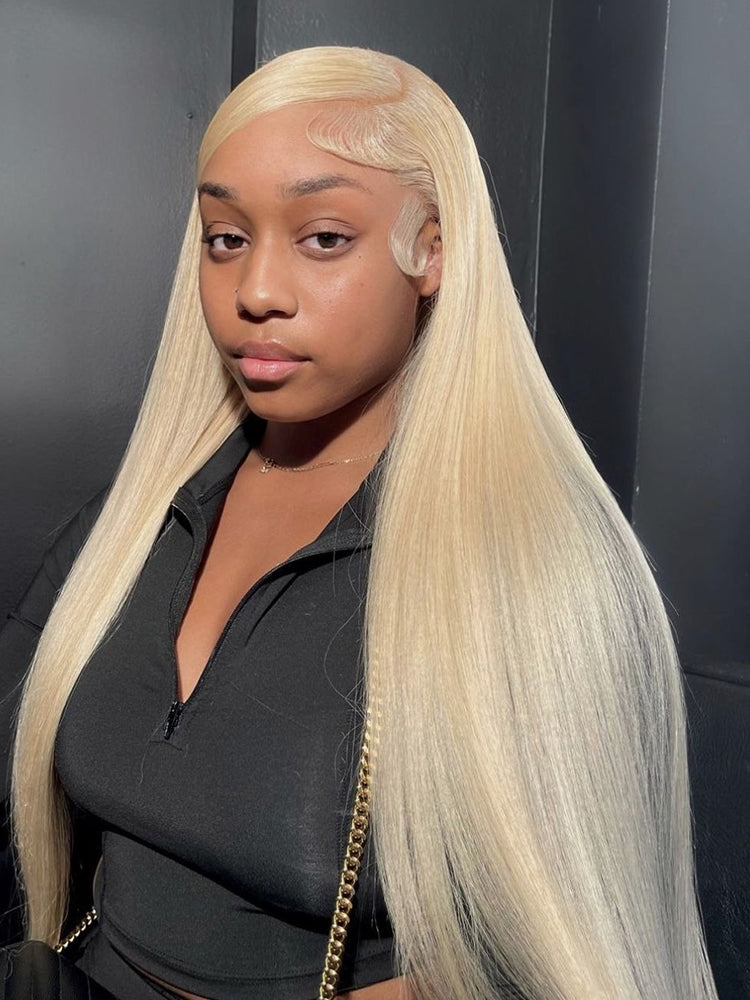 613 Blonde 13x4 Lace Frontal Straight Wig Pre Plucked Brazilian Human Hair