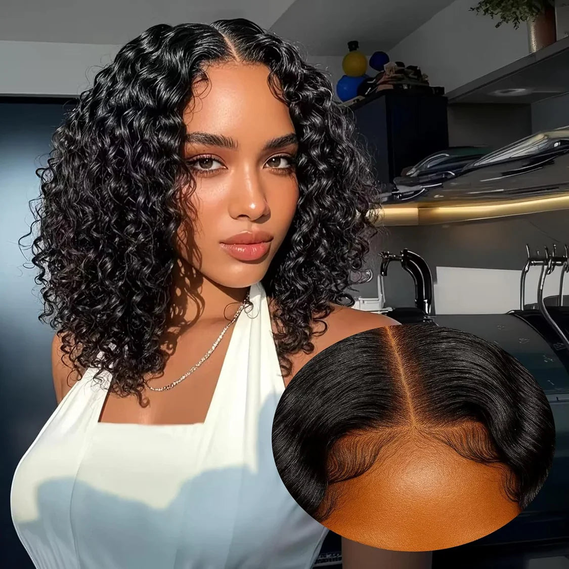 Double Drawn Water Wave Short Bob 13x4 Lace Frontal Glueless Wig